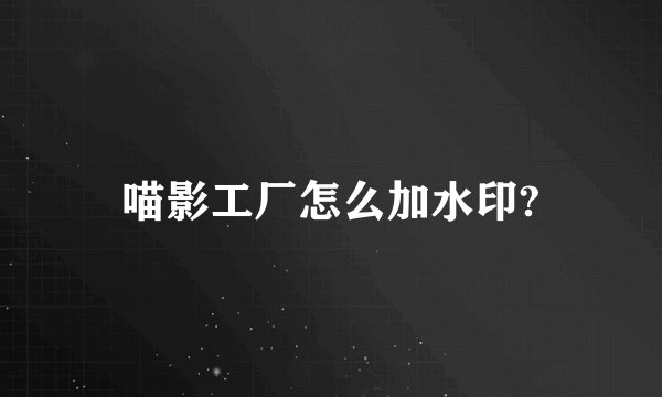 喵影工厂怎么加水印?