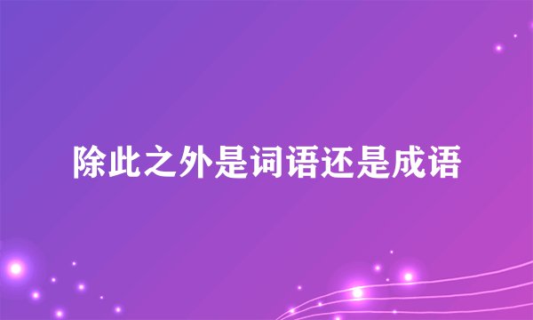 除此之外是词语还是成语