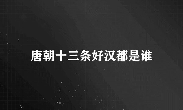 唐朝十三条好汉都是谁