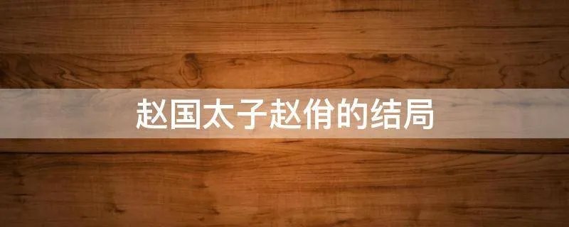 赵国太子赵佾的结局