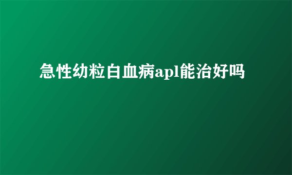 急性幼粒白血病apl能治好吗