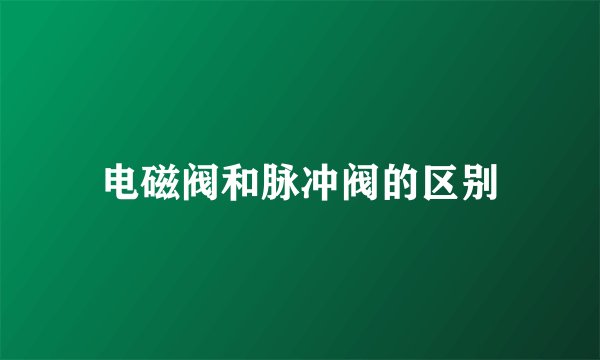 电磁阀和脉冲阀的区别