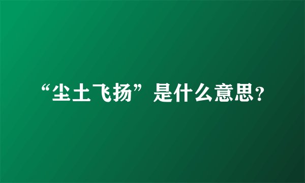 “尘土飞扬”是什么意思？