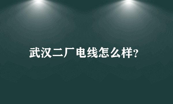 武汉二厂电线怎么样?