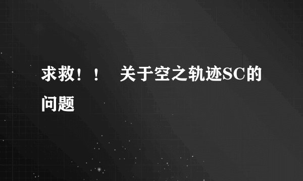 求救！！  关于空之轨迹SC的问题