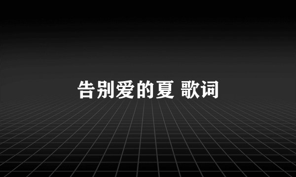 告别爱的夏 歌词