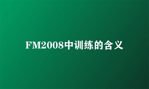 FM2008中训练的含义