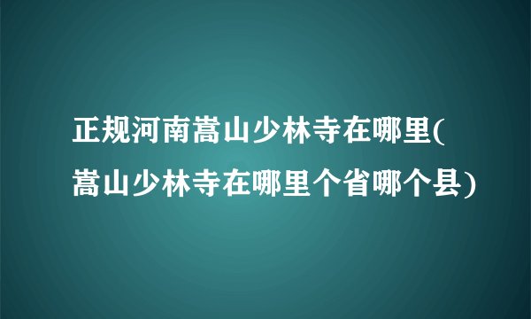 正规河南嵩山少林寺在哪里(嵩山少林寺在哪里个省哪个县)