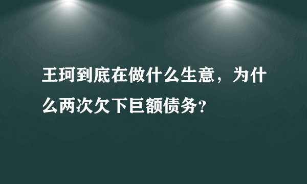 王珂到底在做什么生意，为什么两次欠下巨额债务？