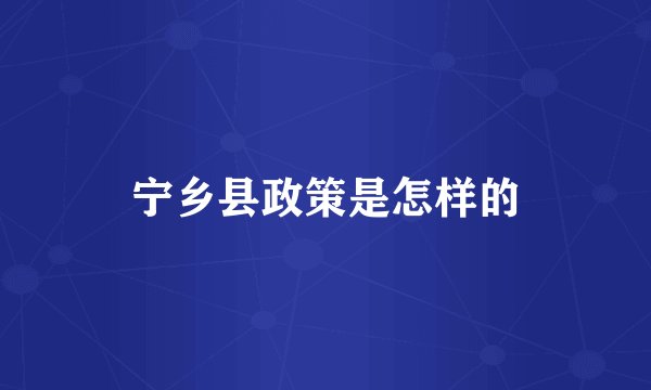 宁乡县政策是怎样的