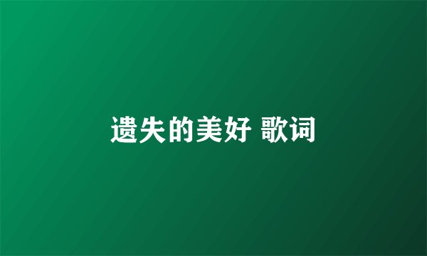 遗失的美好 歌词