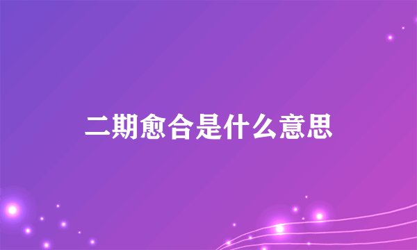 二期愈合是什么意思