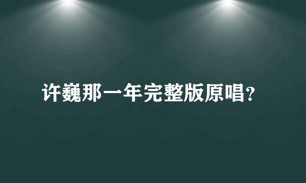 许巍那一年完整版原唱？