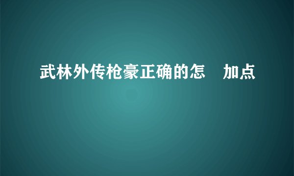武林外传枪豪正确的怎麼加点