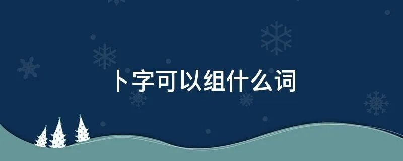 卜字可以组什么词
