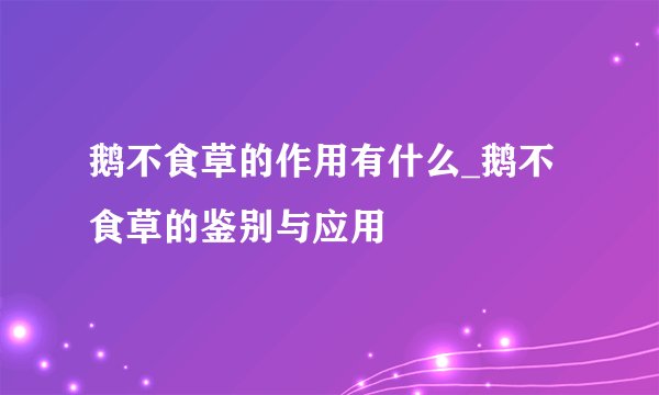 鹅不食草的作用有什么_鹅不食草的鉴别与应用