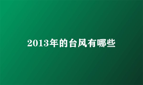 2013年的台风有哪些