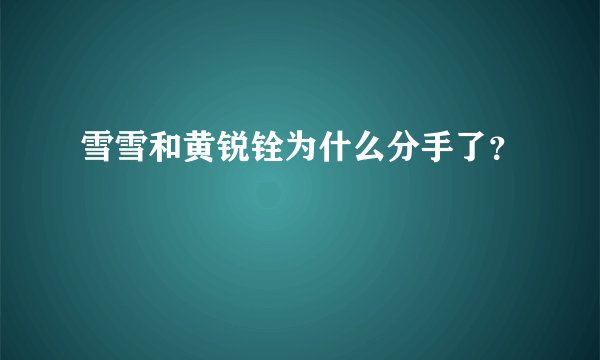 雪雪和黄锐铨为什么分手了?