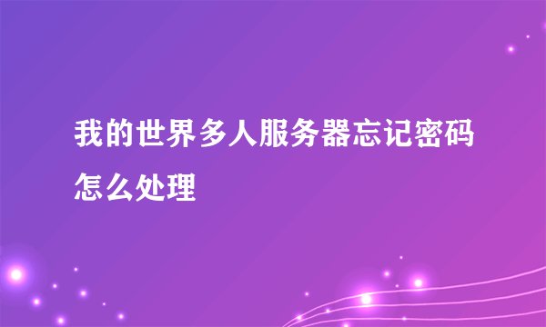 我的世界多人服务器忘记密码怎么处理