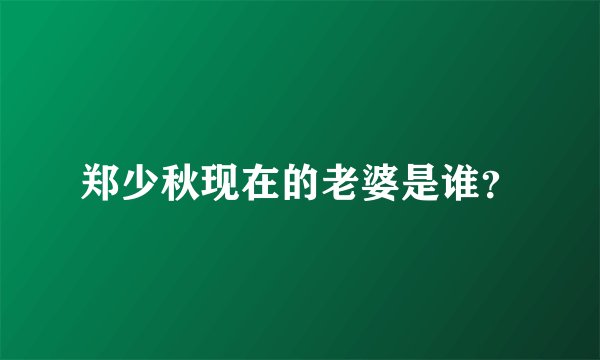 郑少秋现在的老婆是谁？